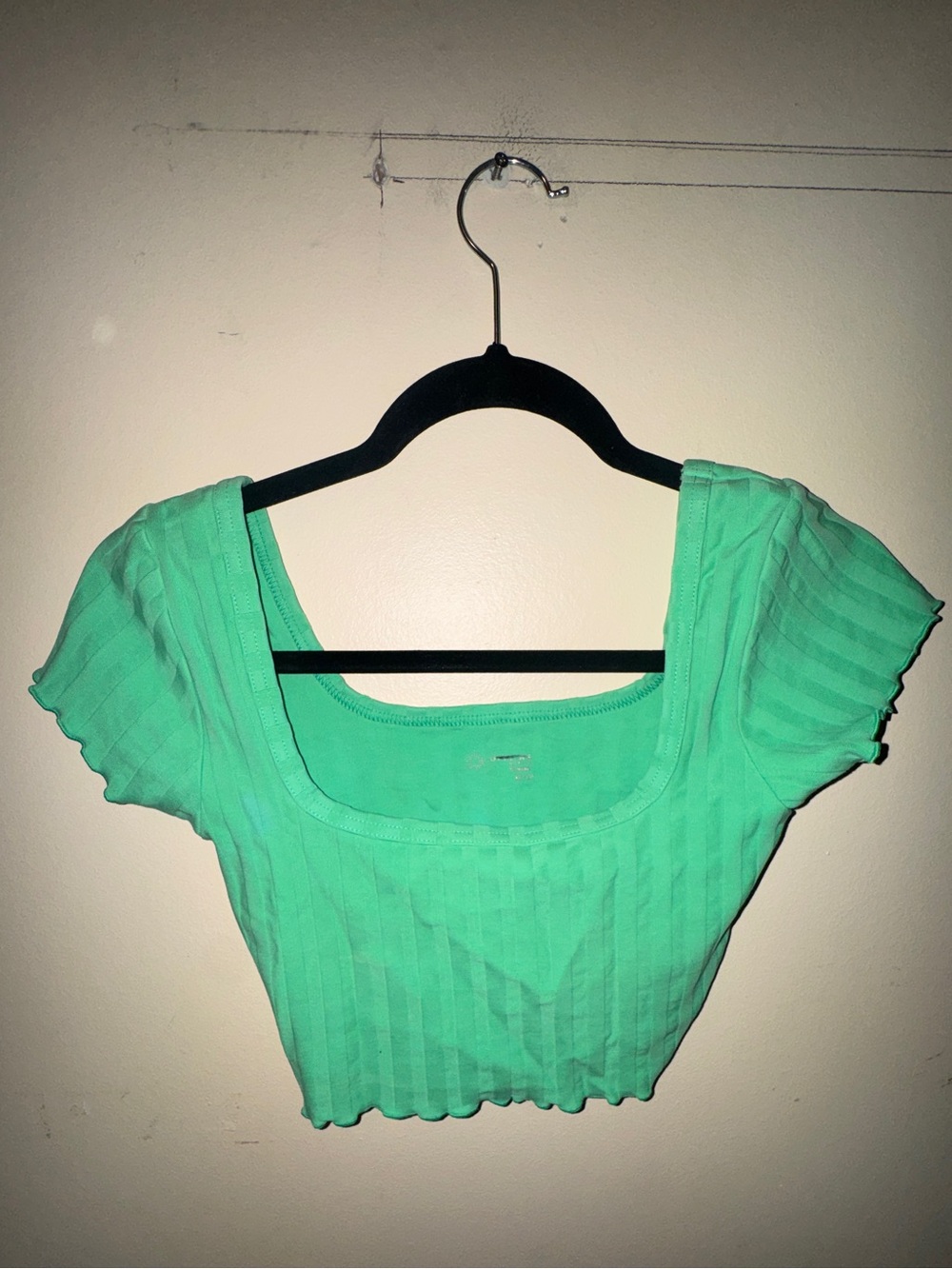 Aerie Offline Green Ribbed Square-Neck Crop Top